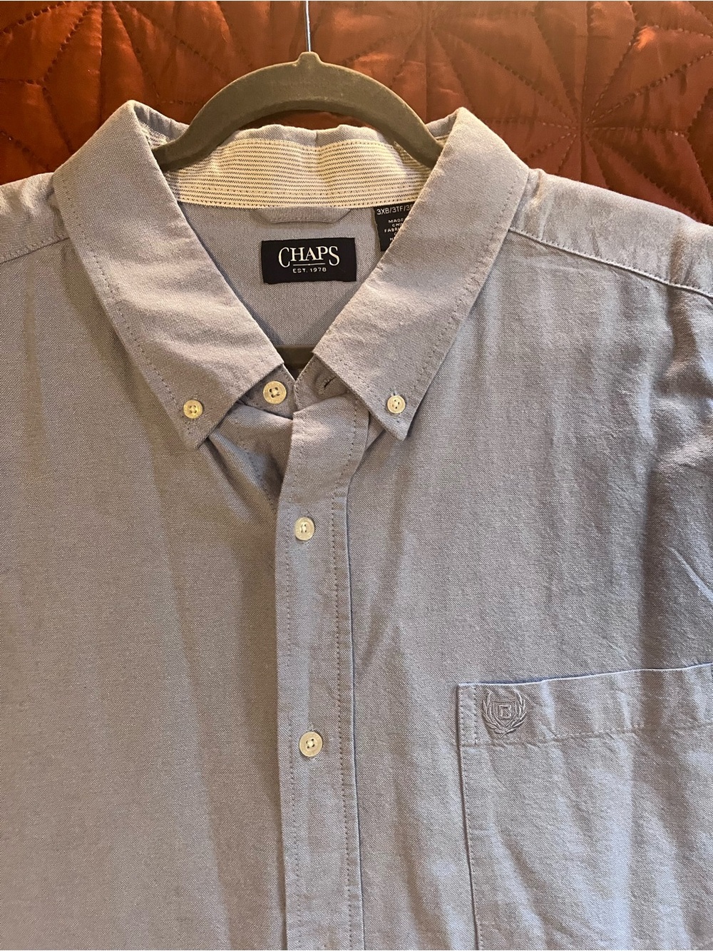 Chaps Light Blue Button-Down Pocket Shirt